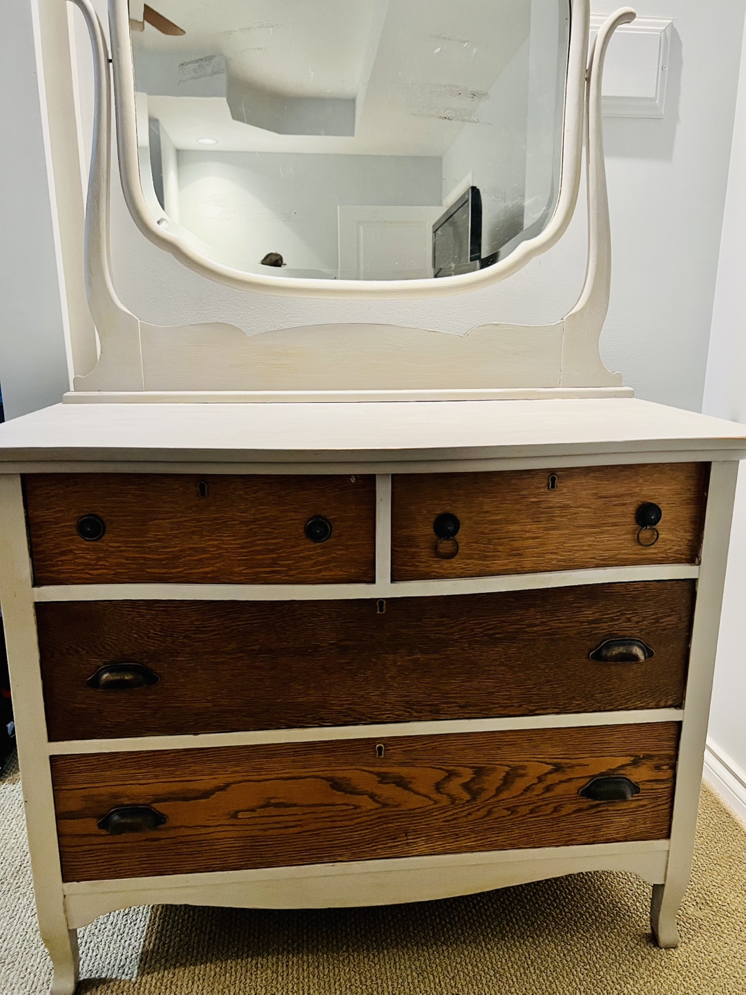Antique Vanity Dresser with Mirror - photo 5