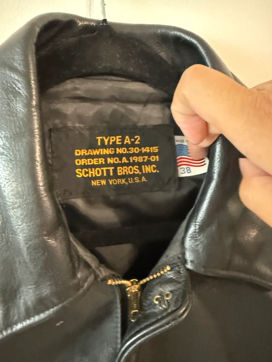 Schott Bros A-2 Leather Flight Jacket - Size 38 image indicator(3)