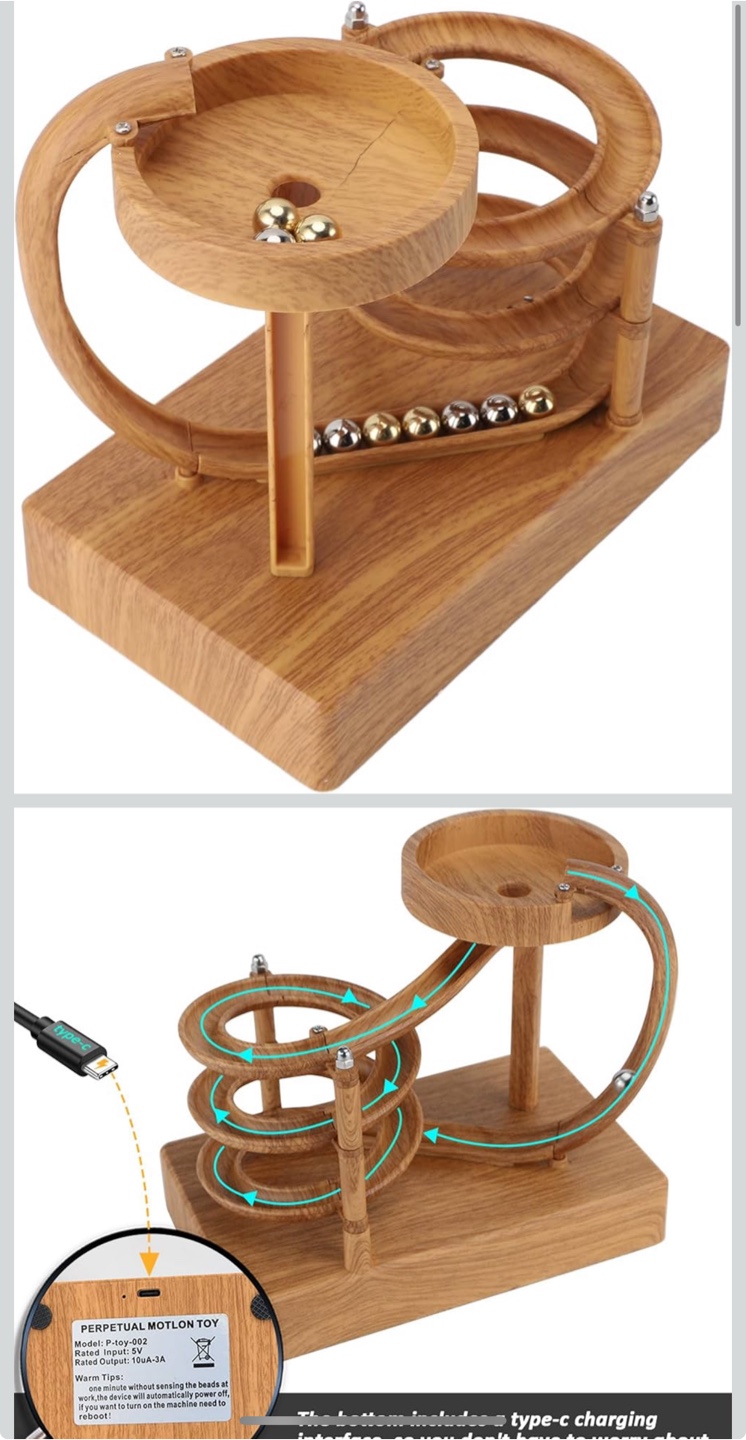 Perpetual Motion Toy - Wooden Marble Run Desk Toy