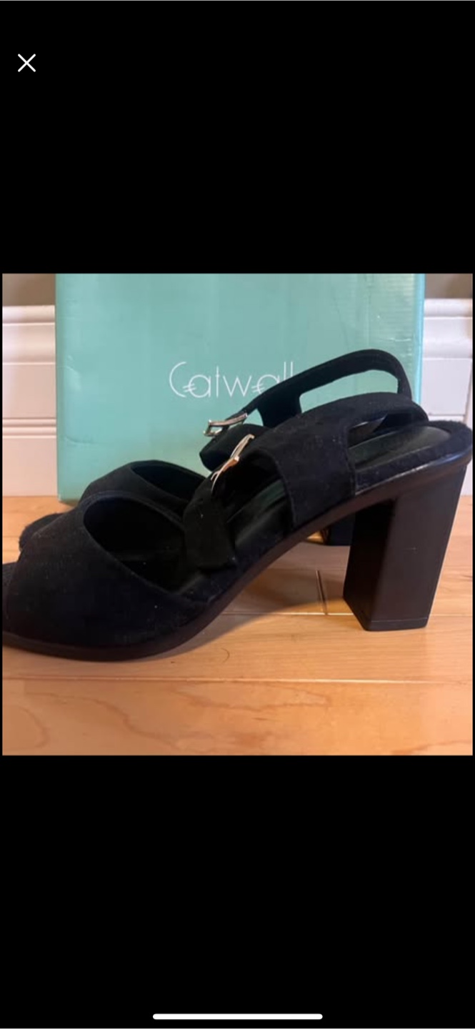 Catwalk Black Suede Block Heel Sandals