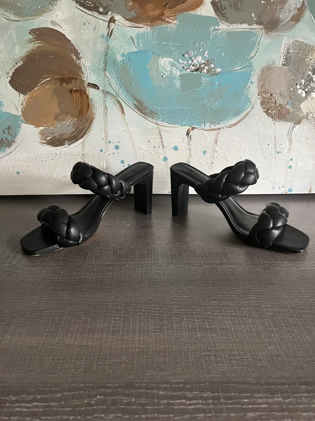 H&M Black Braided Block Heel Sandals - Size 40 image indicator(4)