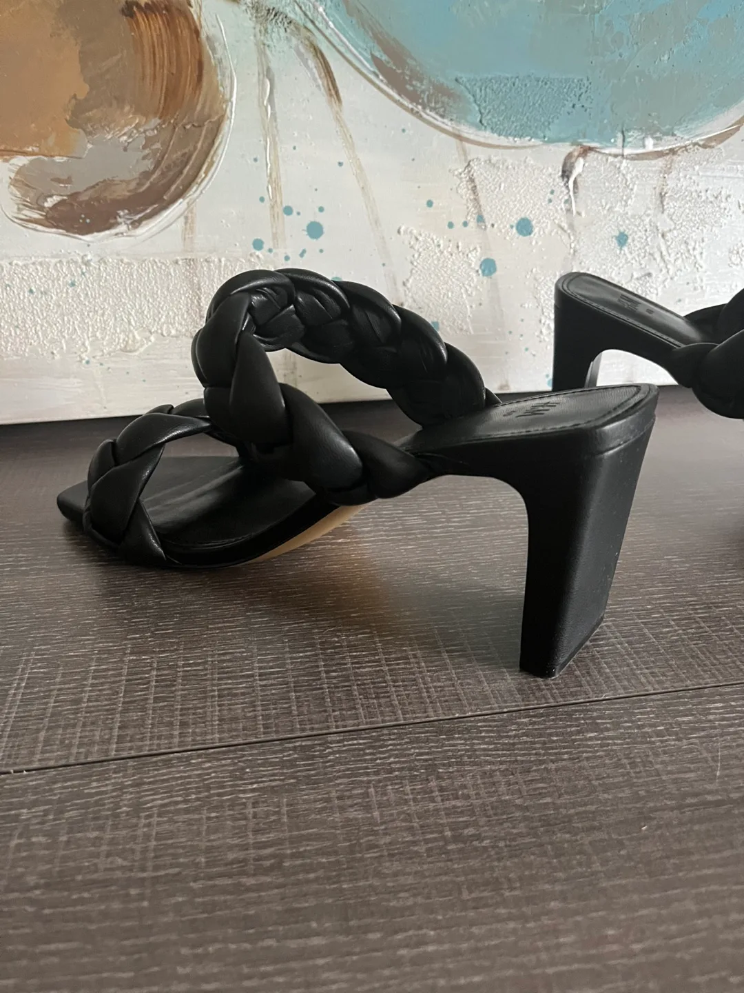 H&M Black Braided Block Heel Sandals - Size 40 image indicator(5)