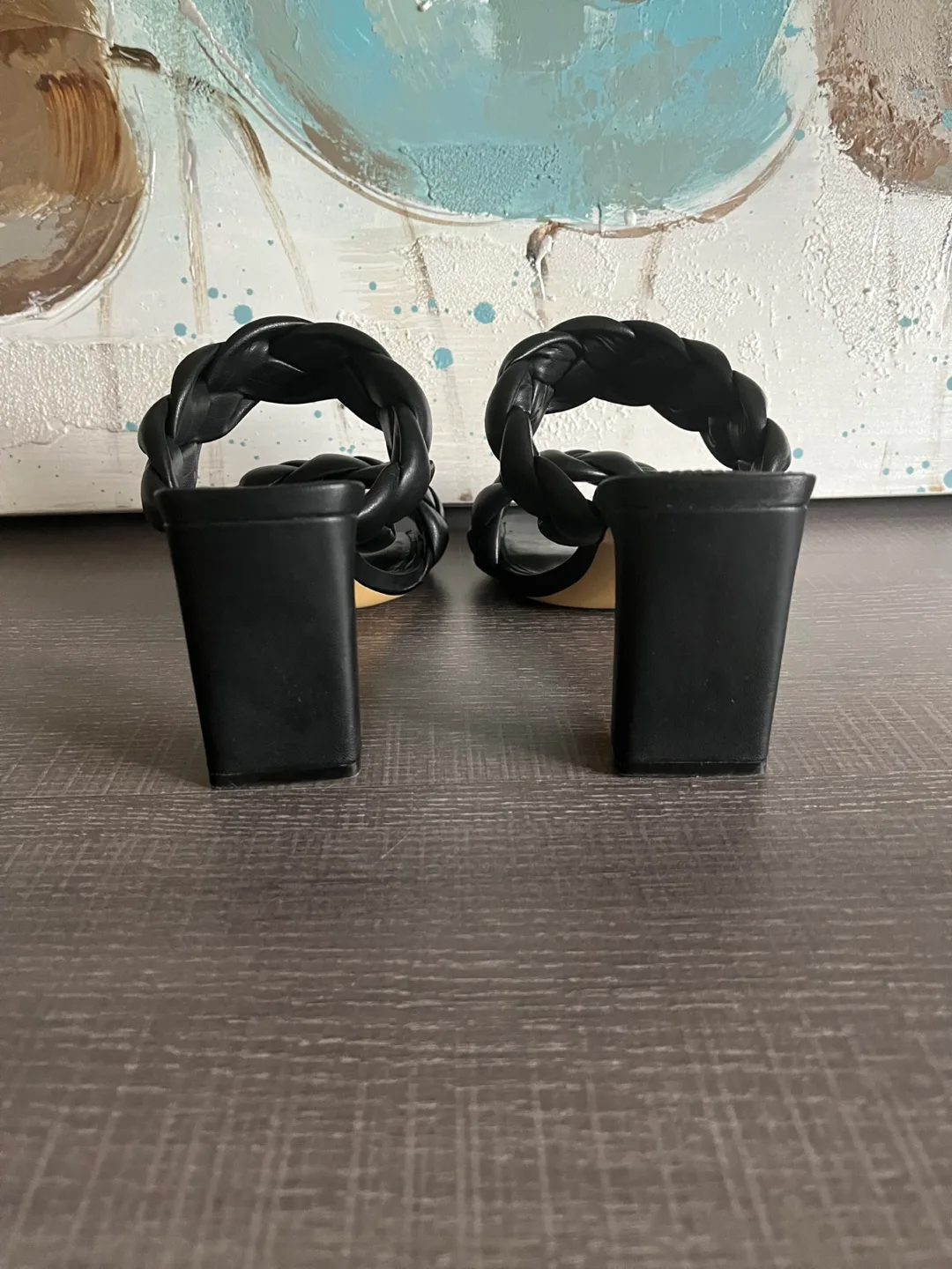 H&M Black Braided Block Heel Sandals - Size 40 image indicator(6)