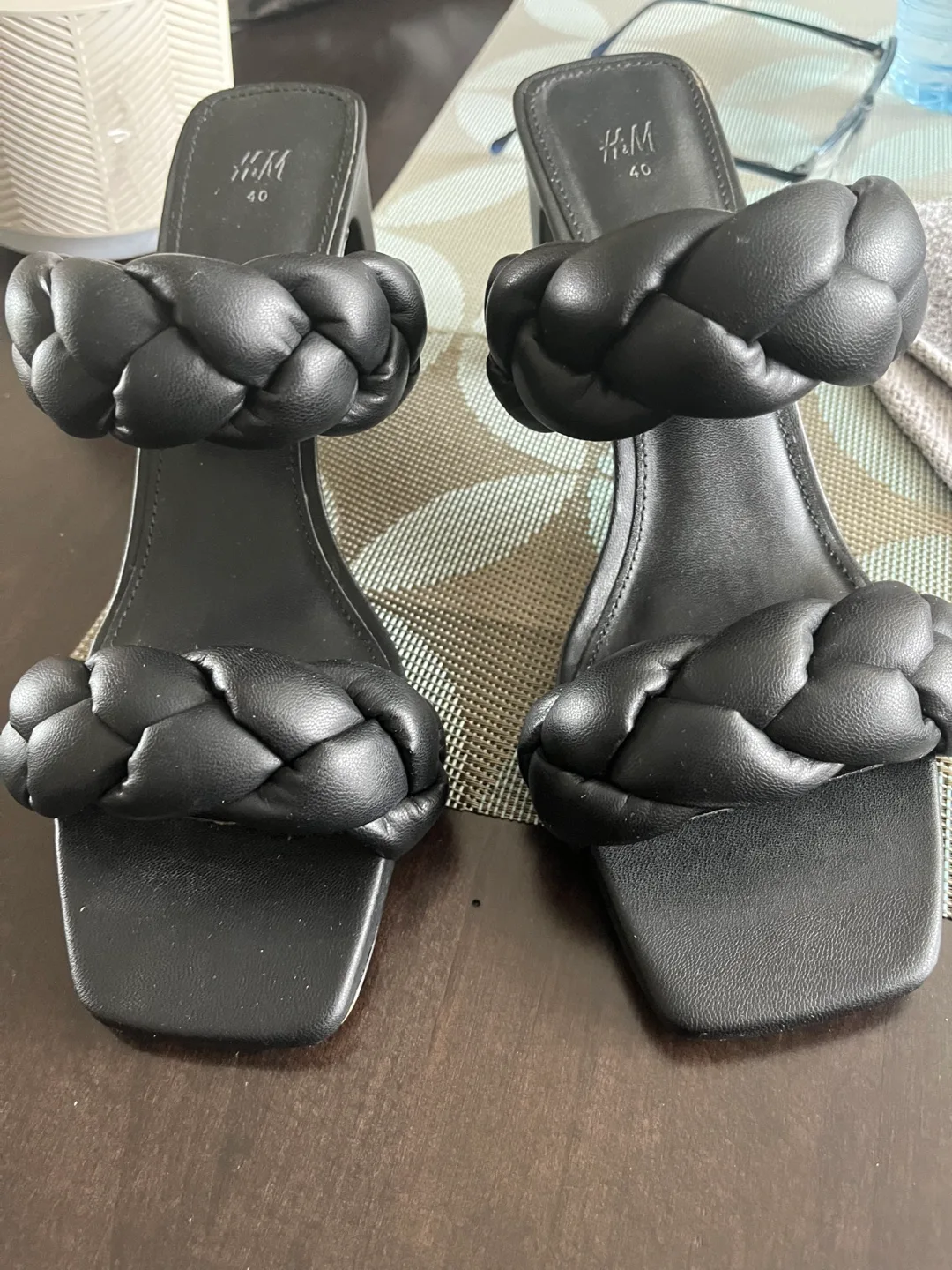 H&M Black Braided Block Heel Sandals - Size 40 image indicator(2)