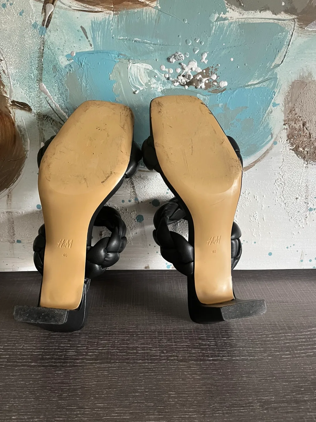 H&M Black Braided Block Heel Sandals - Size 40 image indicator(7)