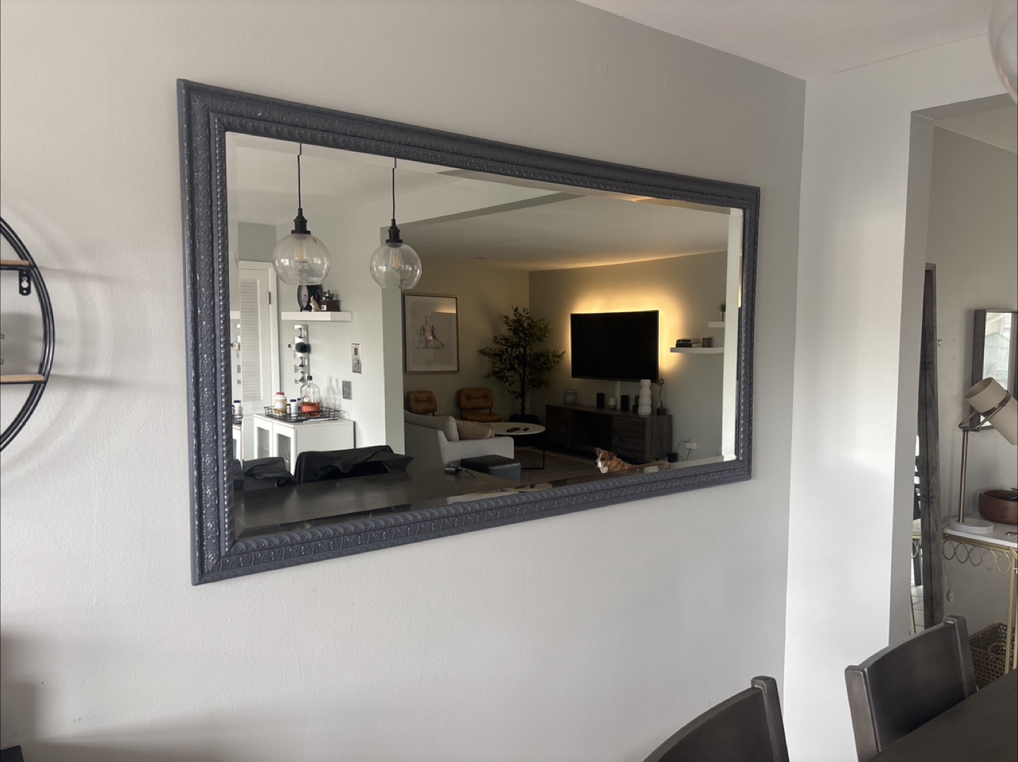 Large Gray Framed Mirror