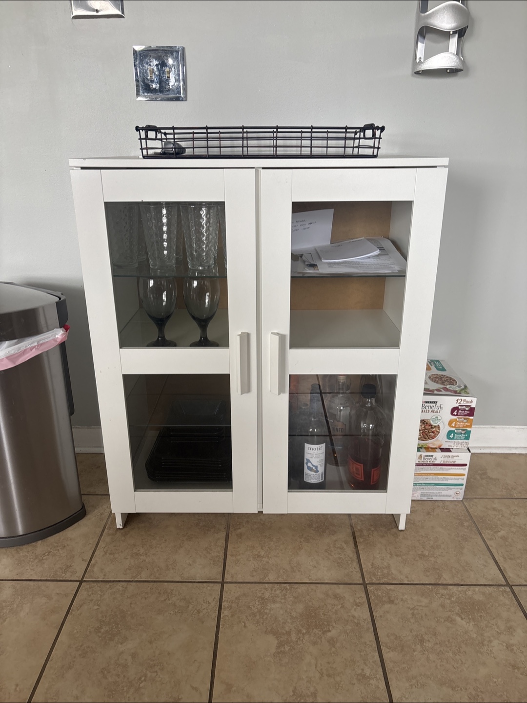 White Glass-Door Cabinet