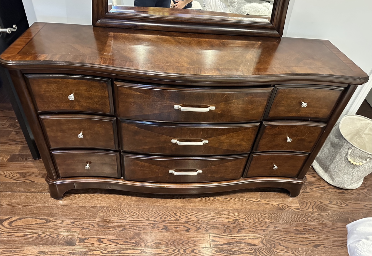 Dark Brown Wooden Dresser with Mirror - photo 3