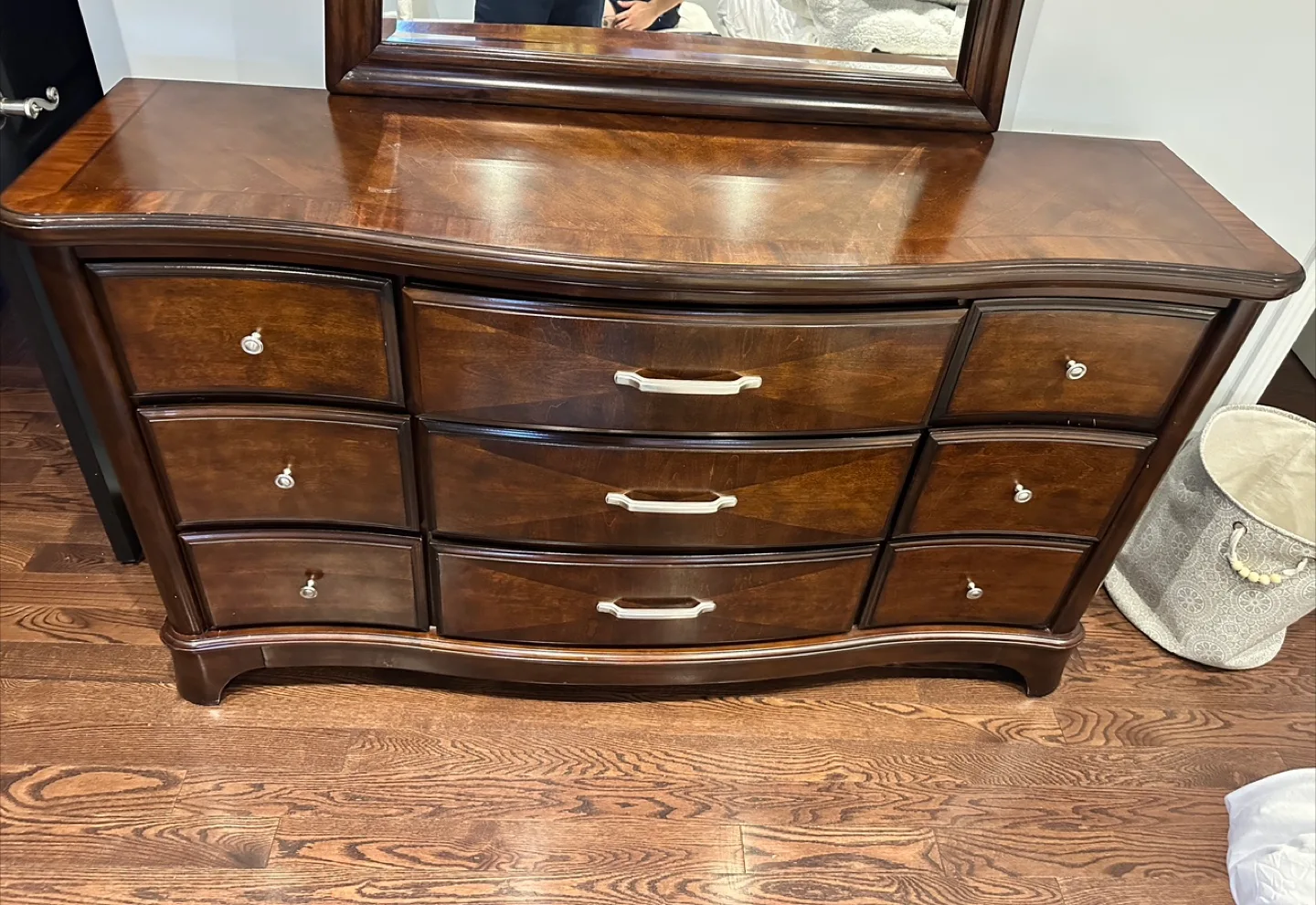 Dark Brown Wooden Dresser with Mirror image indicator(3)