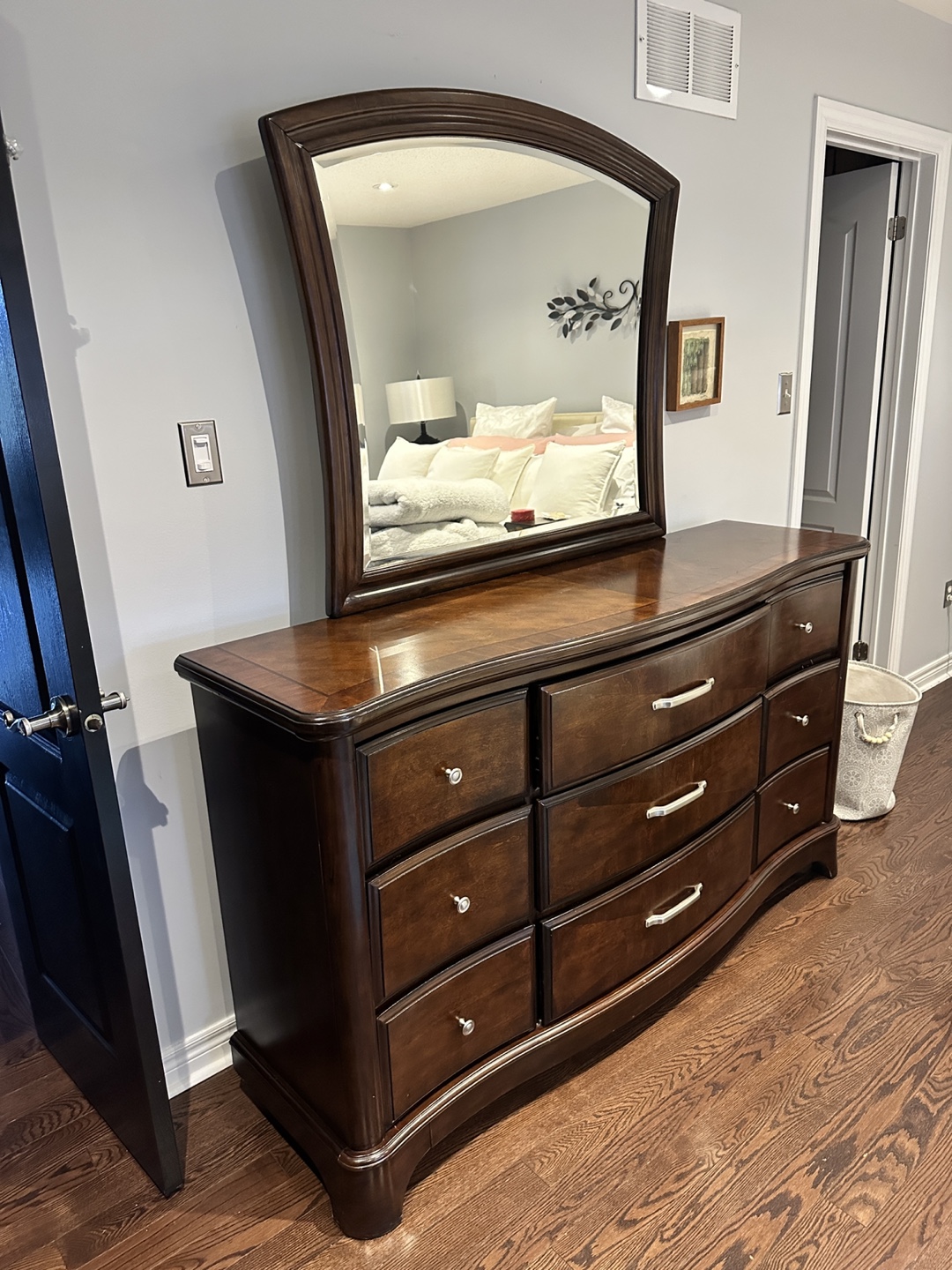 Dark Brown Wooden Dresser with Mirror - photo 2