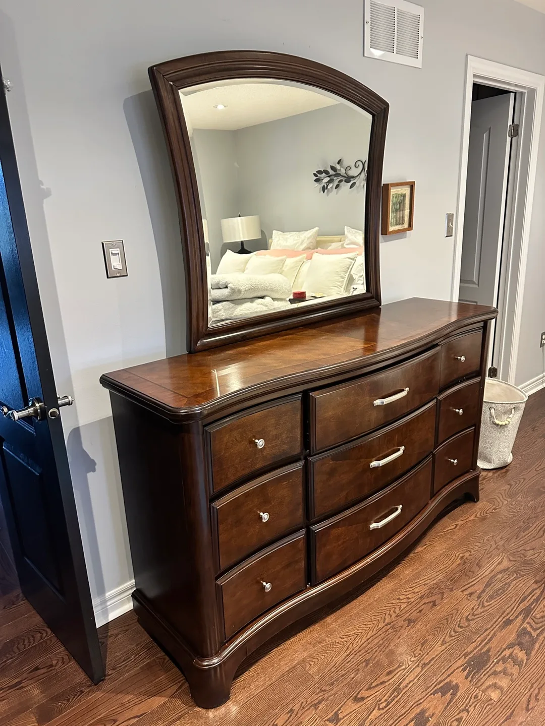 Dark Brown Wooden Dresser with Mirror image indicator(2)