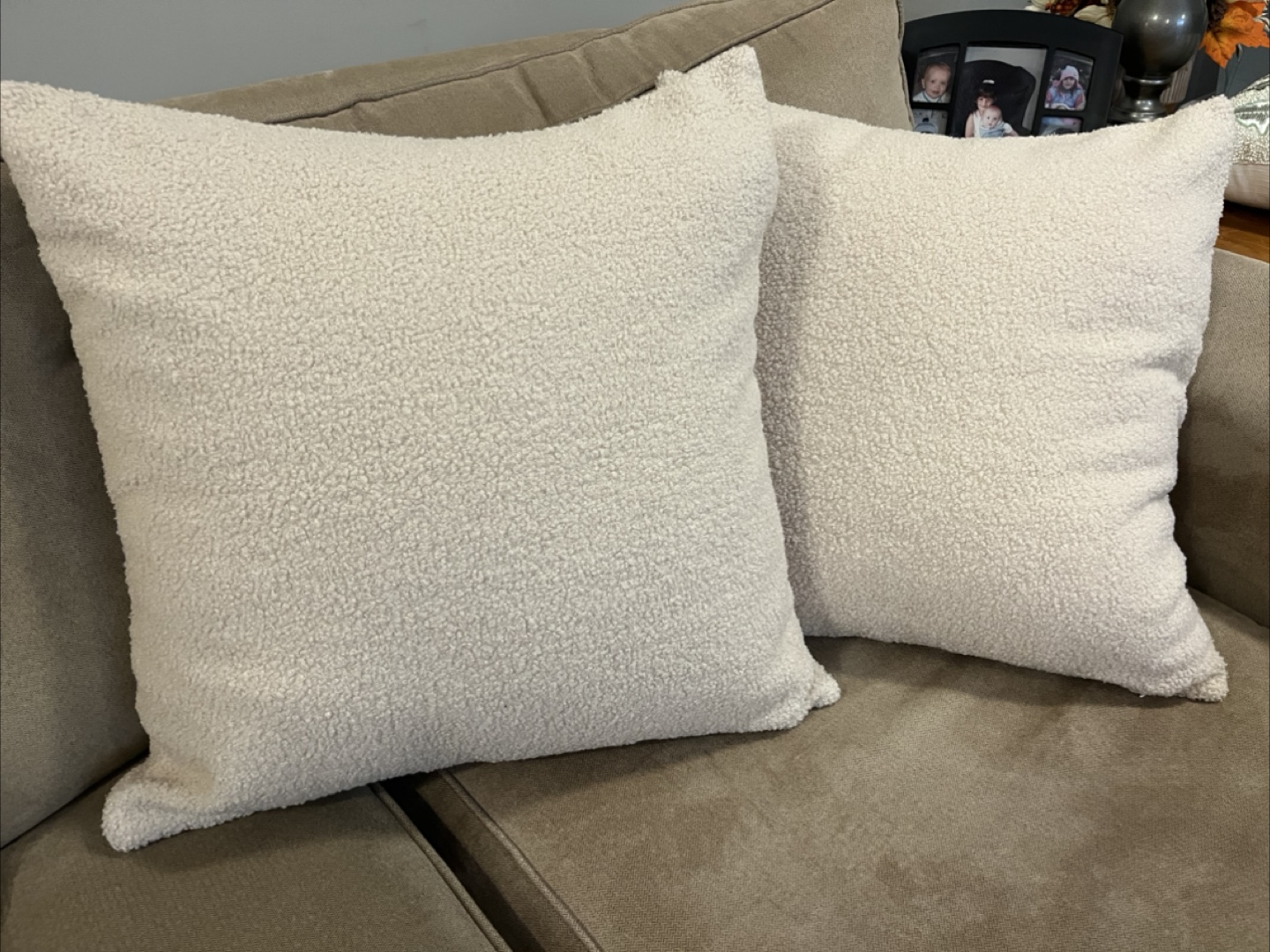 Pair of Cream-Colored Fluffy Throw Pillows - photo 2