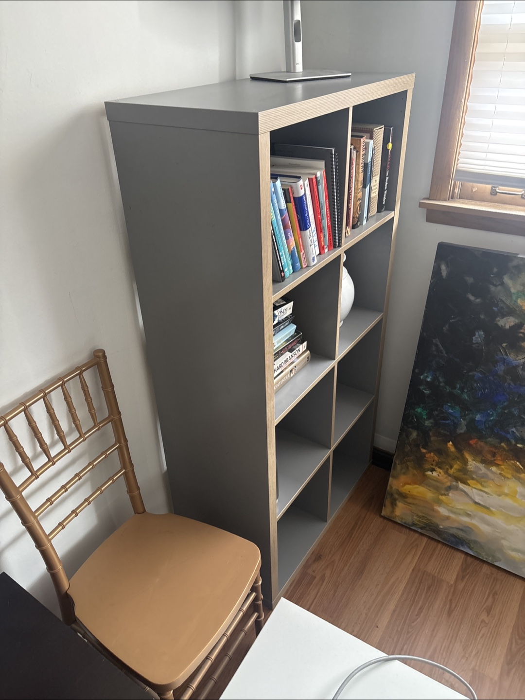 Modern Cube Bookcase - Gray and Wood