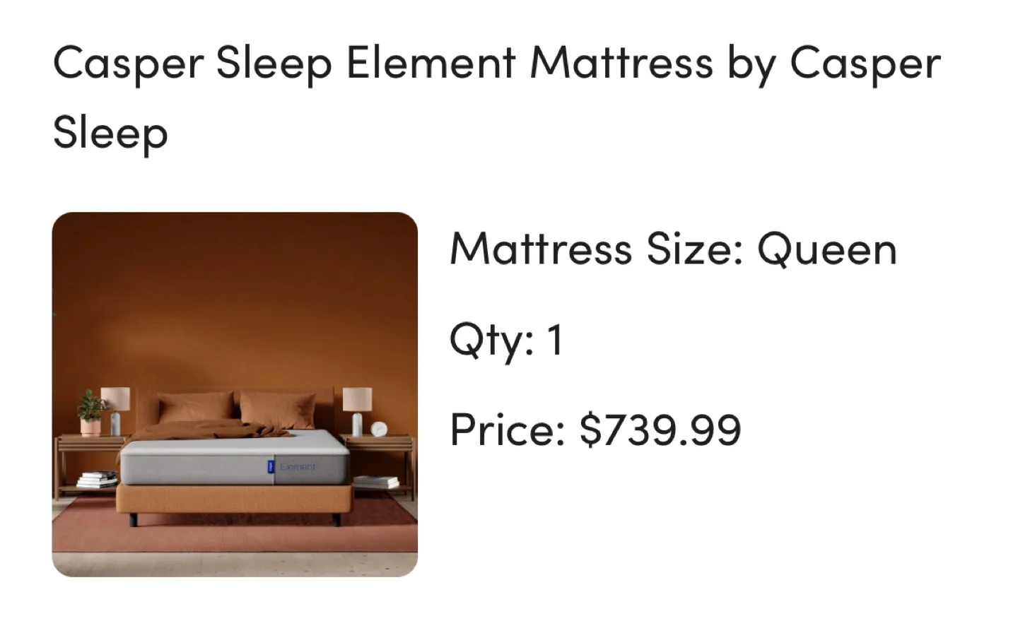 Casper Sleep Element Queen Mattress thumbnail