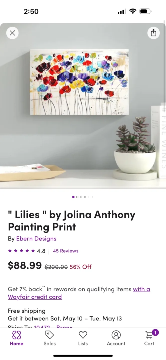 Colorful Floral Canvas Painting by Jolina Anthony image indicator(9)