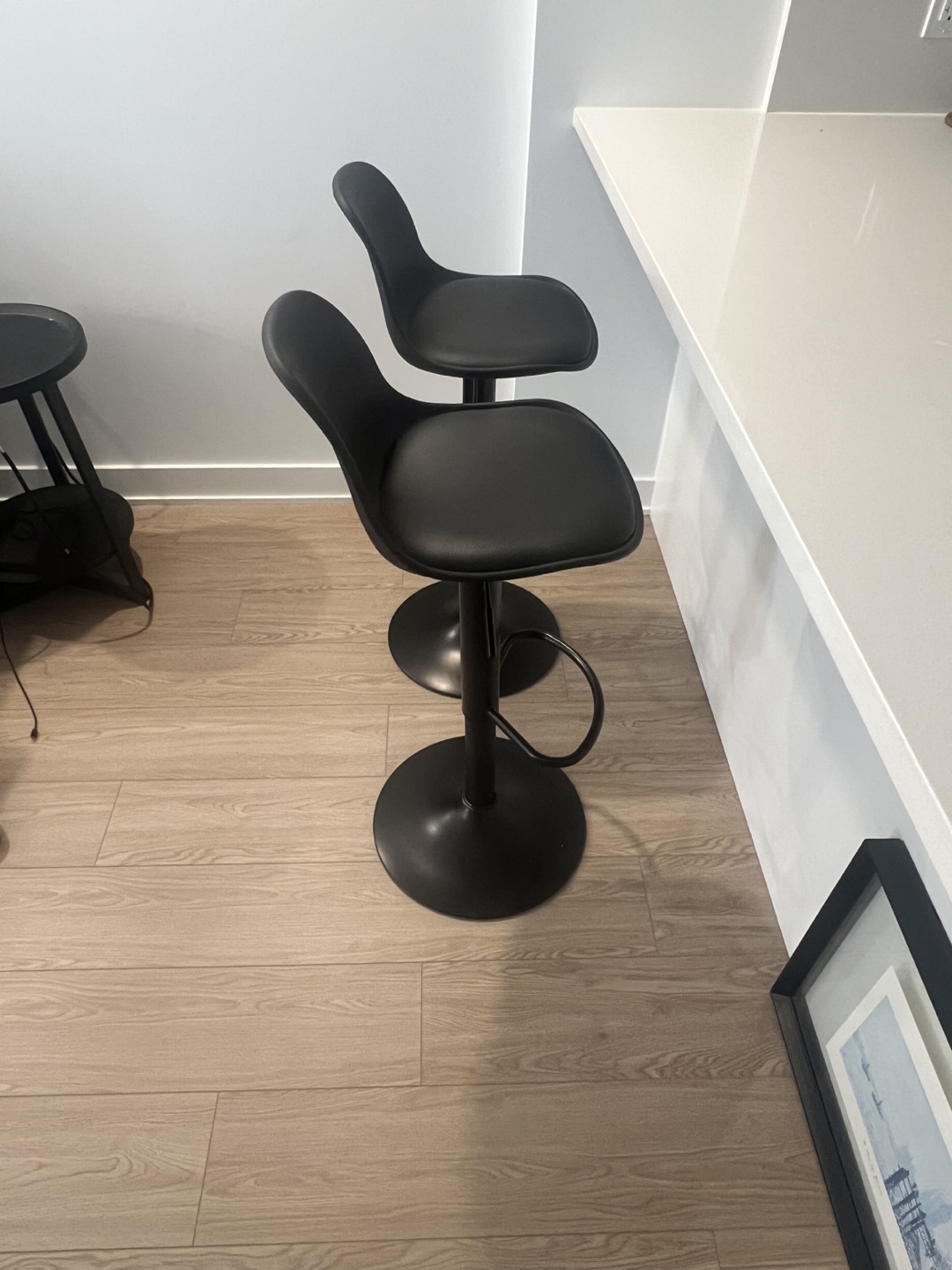 Pair of Black Adjustable Bar Stools - photo 2