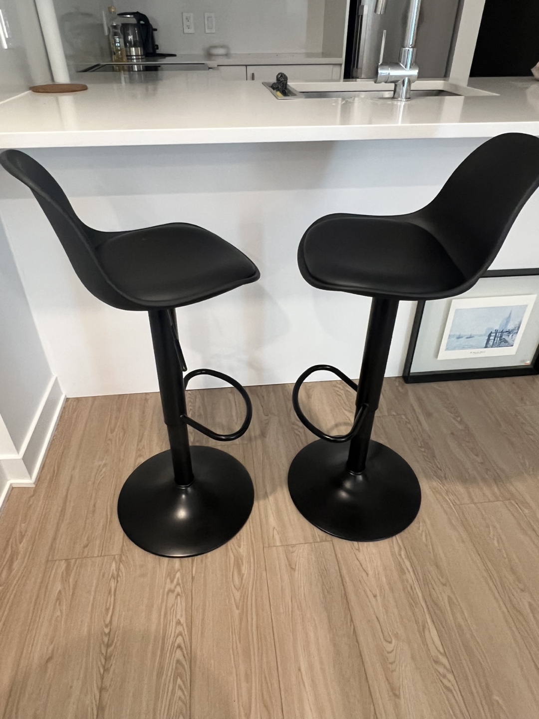 Pair of Black Adjustable Bar Stools