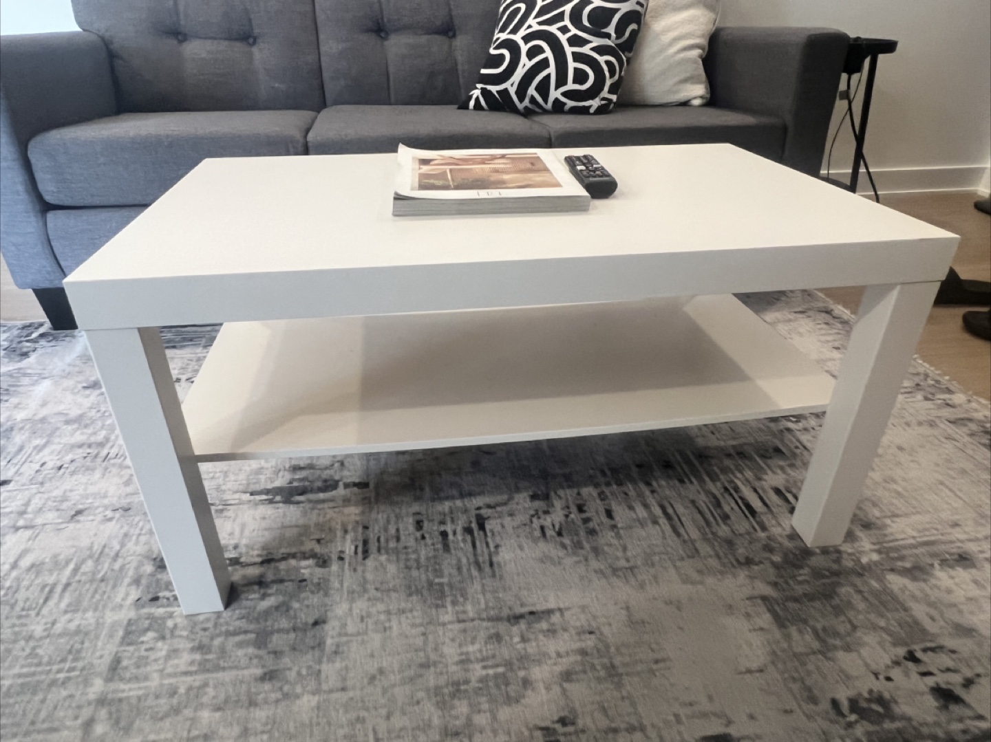 White Coffee Table with Shelf - photo 2