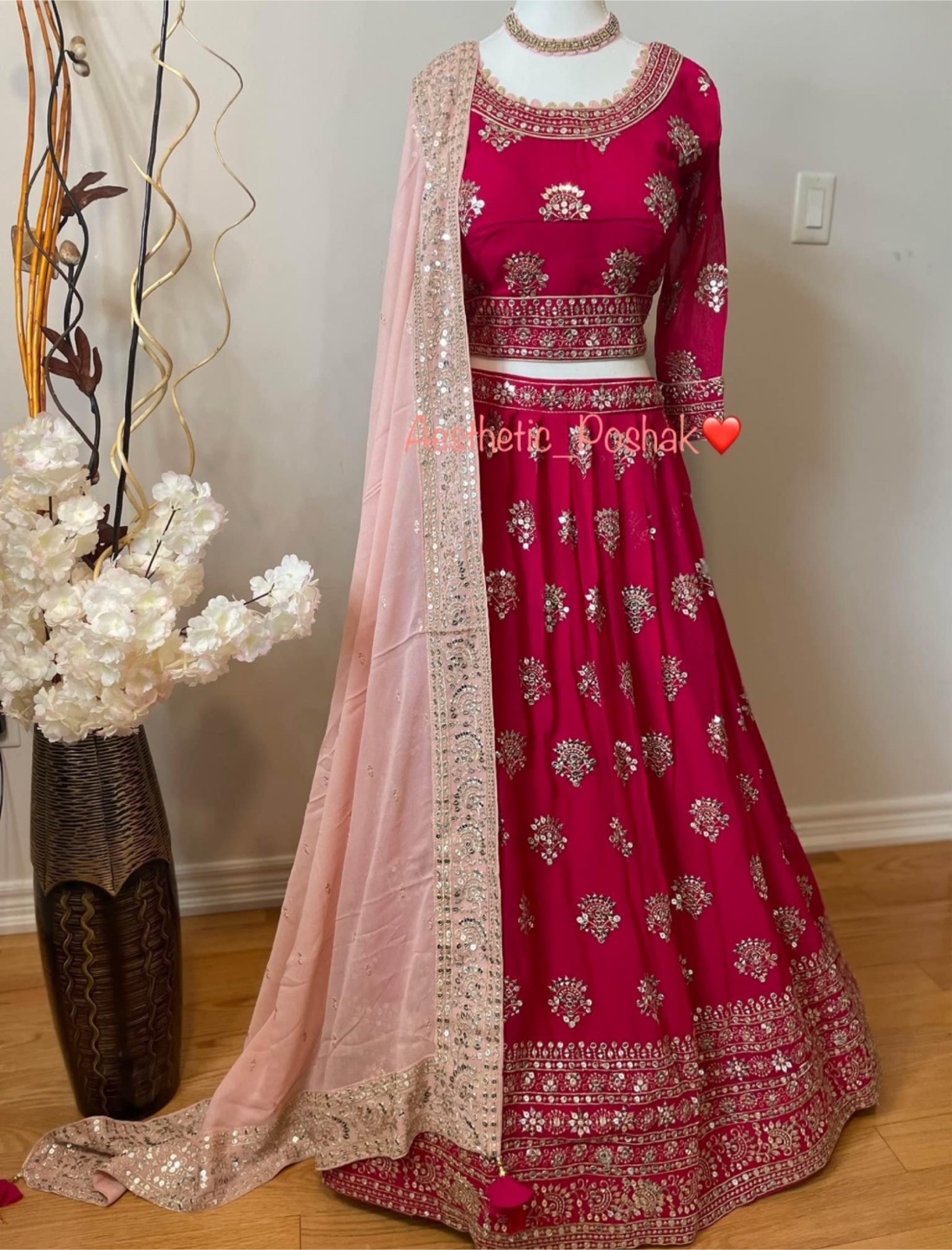 Gorgeous Rani Pink Lehenga Choli with Dupatta