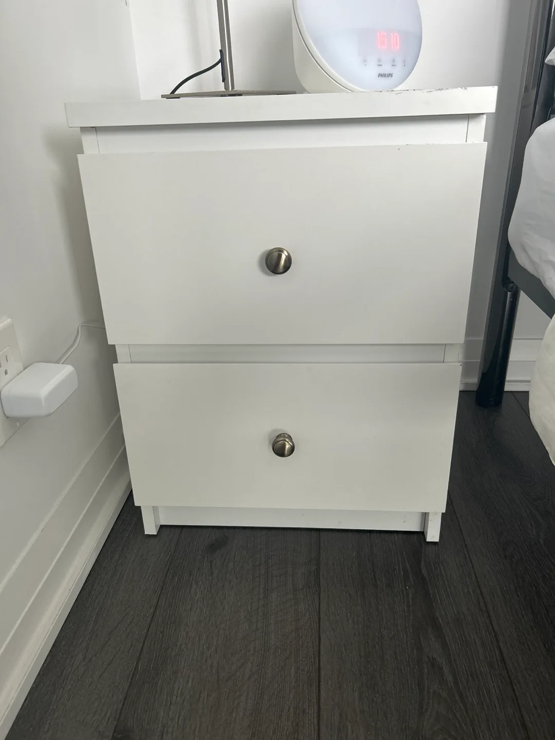 Pair of White Two-Drawer Nightstands thumbnail