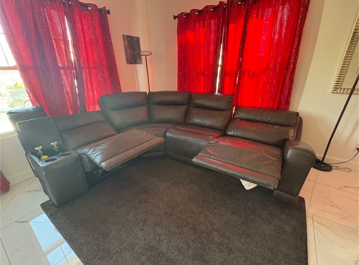 Brown Simili Leather Sectional Recliner - photo 2