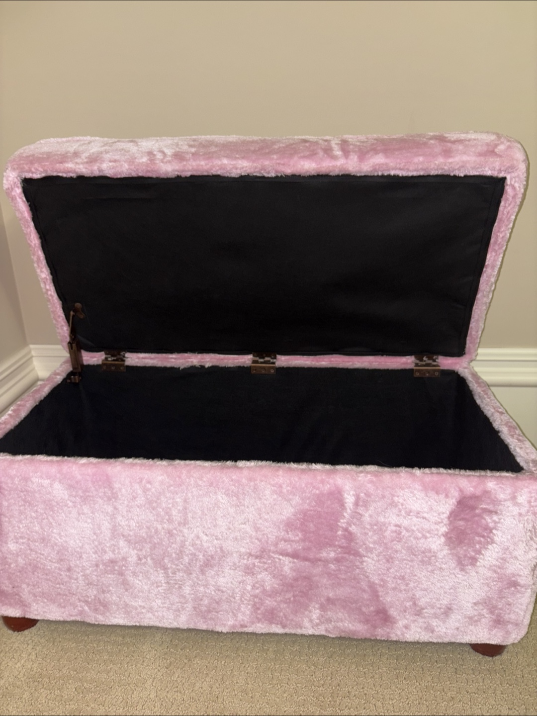 Pink Velvet Storage Bench - photo 3