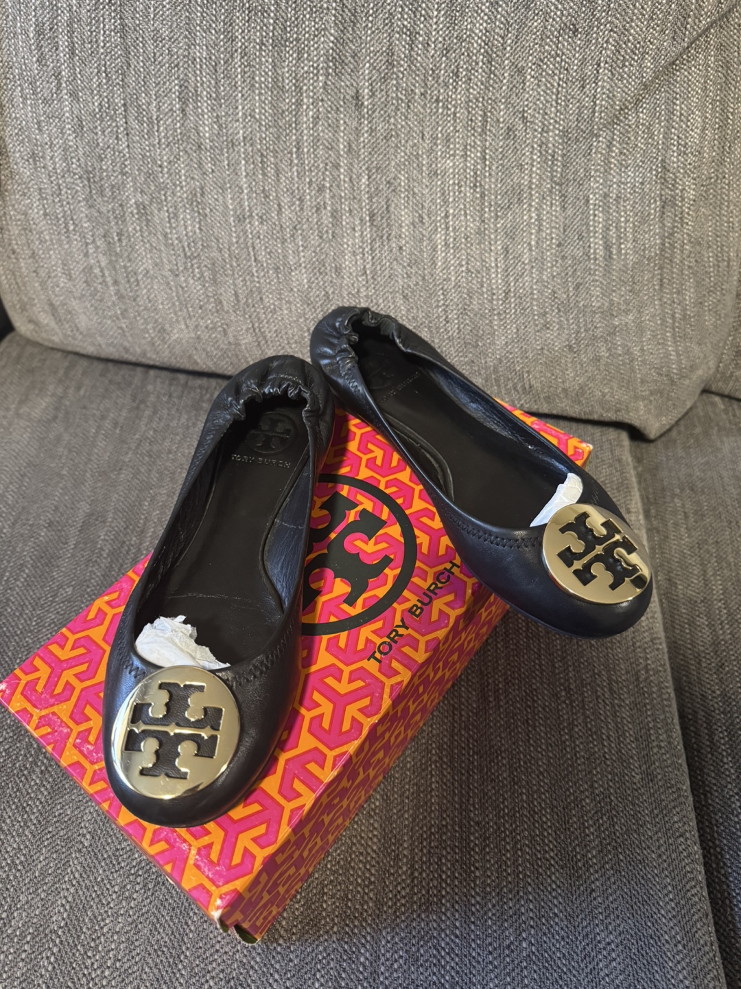 Tory Burch Black Leather Ballet Flats - photo 2