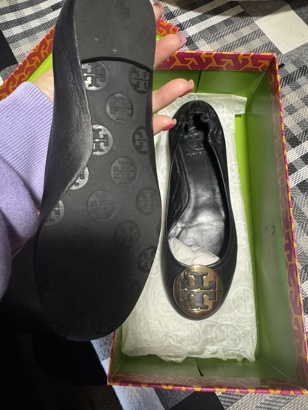 Tory Burch Black Leather Ballet Flats - photo 3