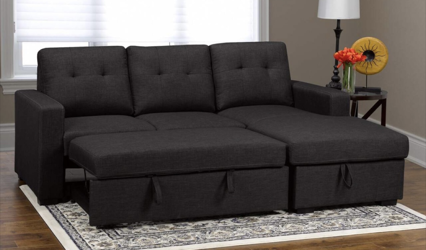 Dark Grey Sectional Sofa with Storage