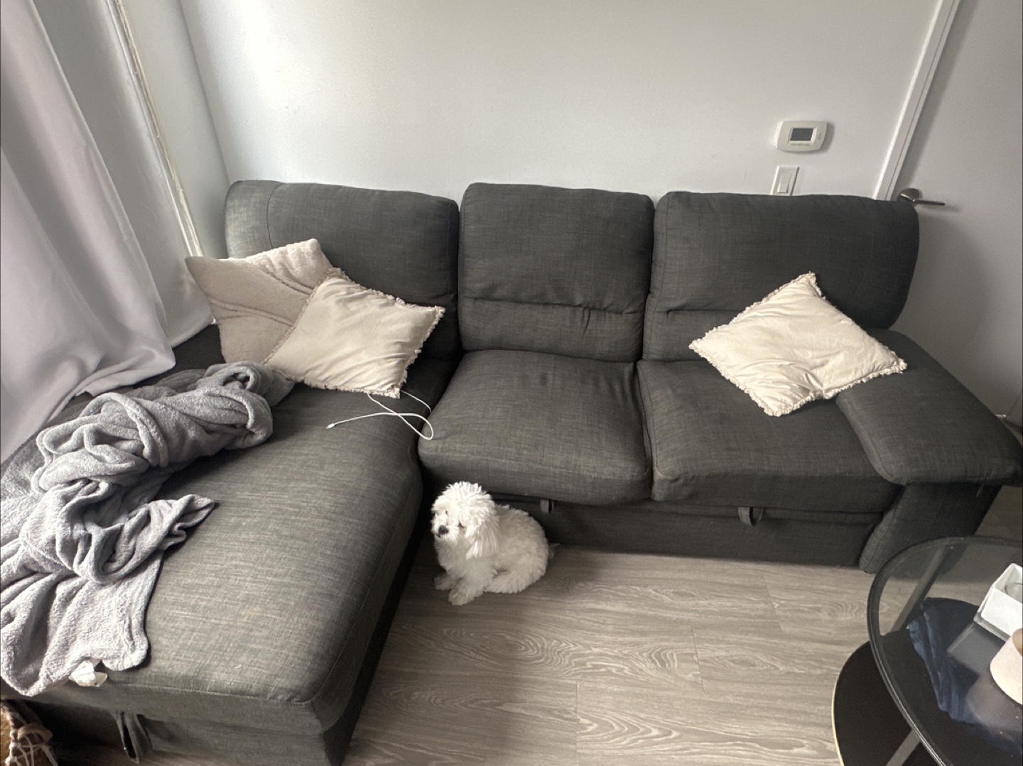 Dark Grey Sectional Sofa with Storage - photo 4