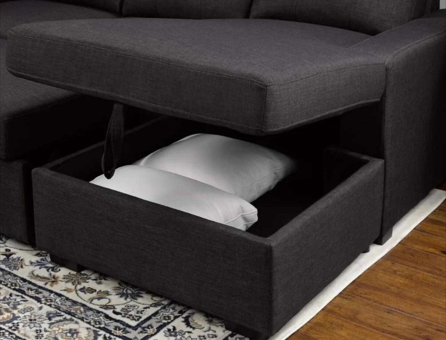 Dark Grey Sectional Sofa with Storage image indicator(2)