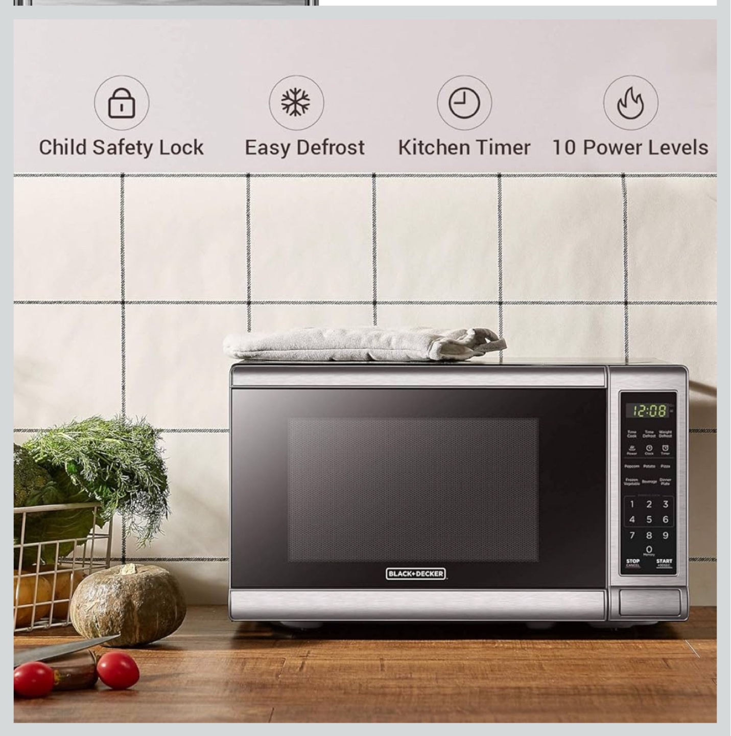Brand-new BLACK+DECKER EM720CB7 digital microwave oven