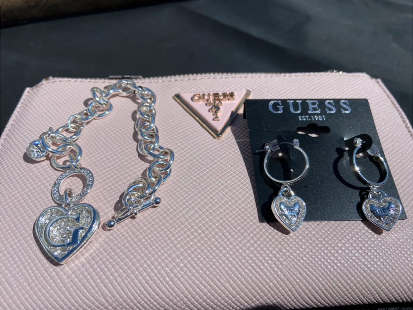 GUESS Silver Tone Bracelet and Earrings Set thumbnail