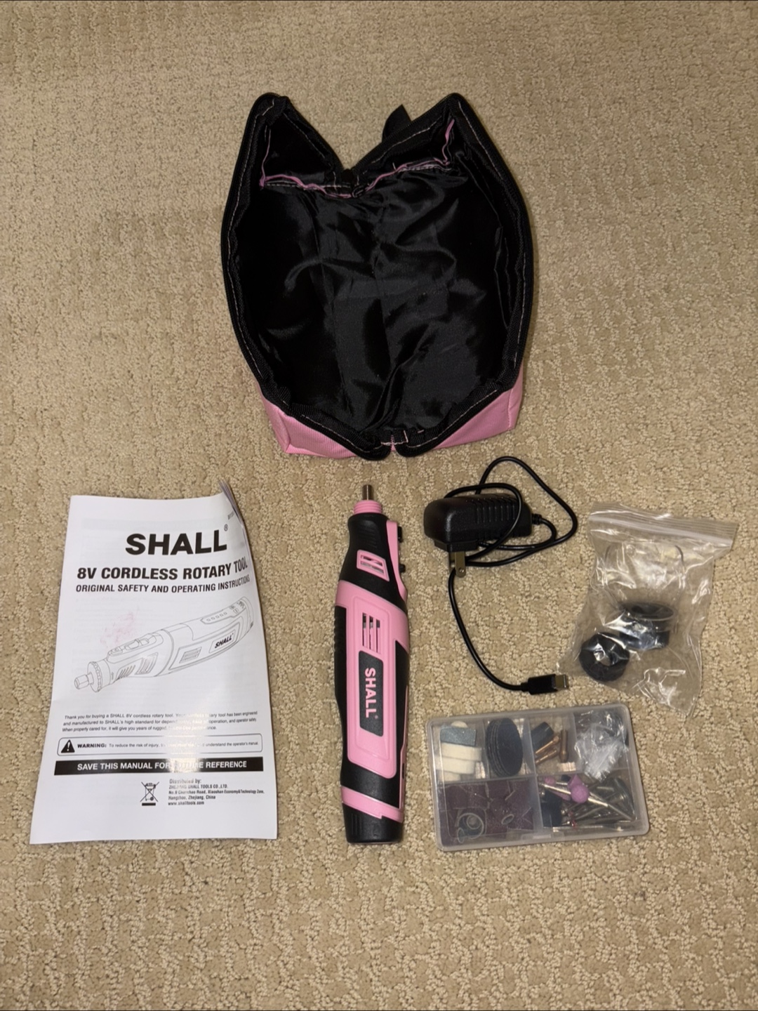 SHALL 8V Cordless Rotary Tool Kit – Pink Set