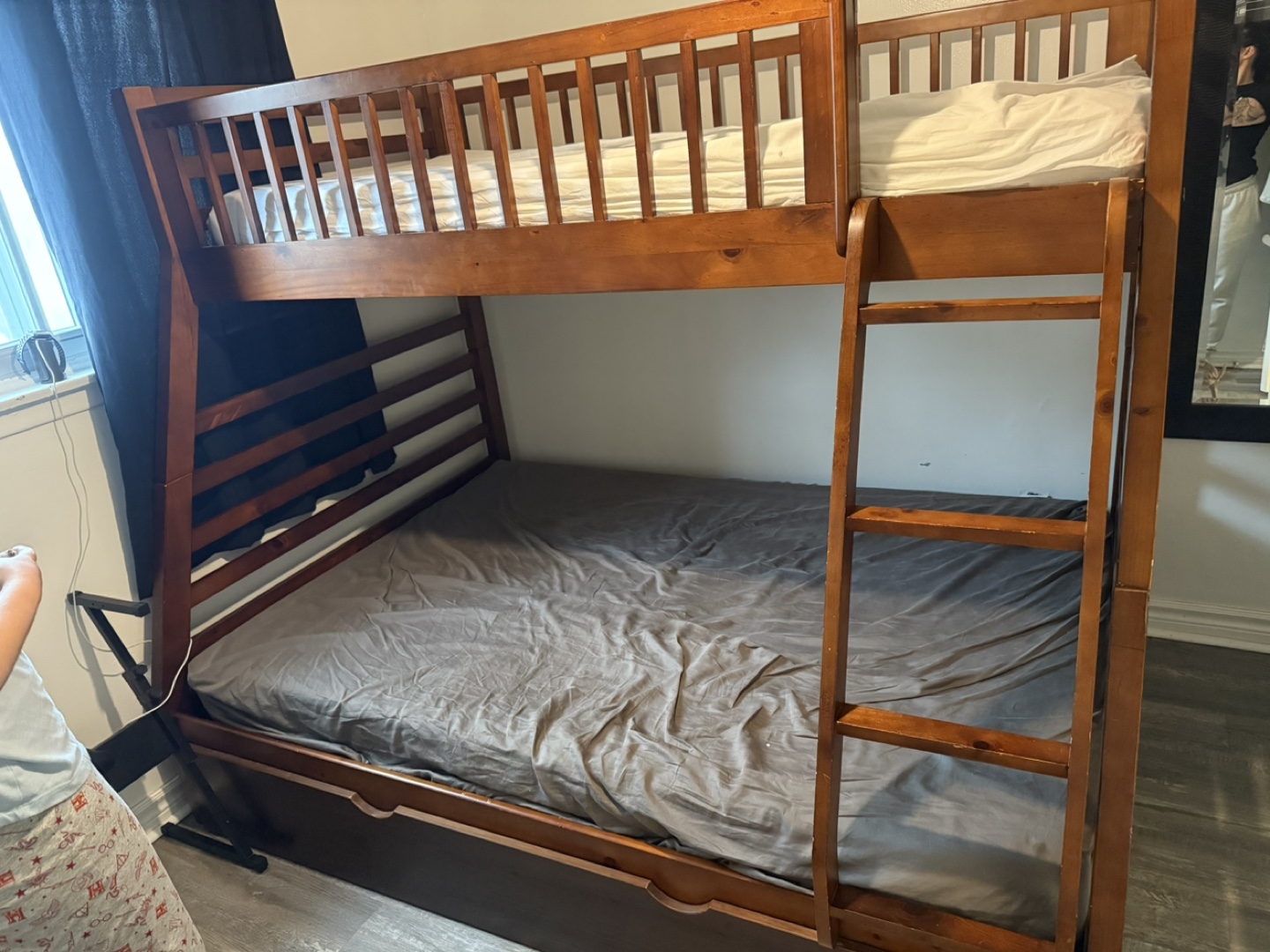 Brown Wooden Bunk Bed with Storage