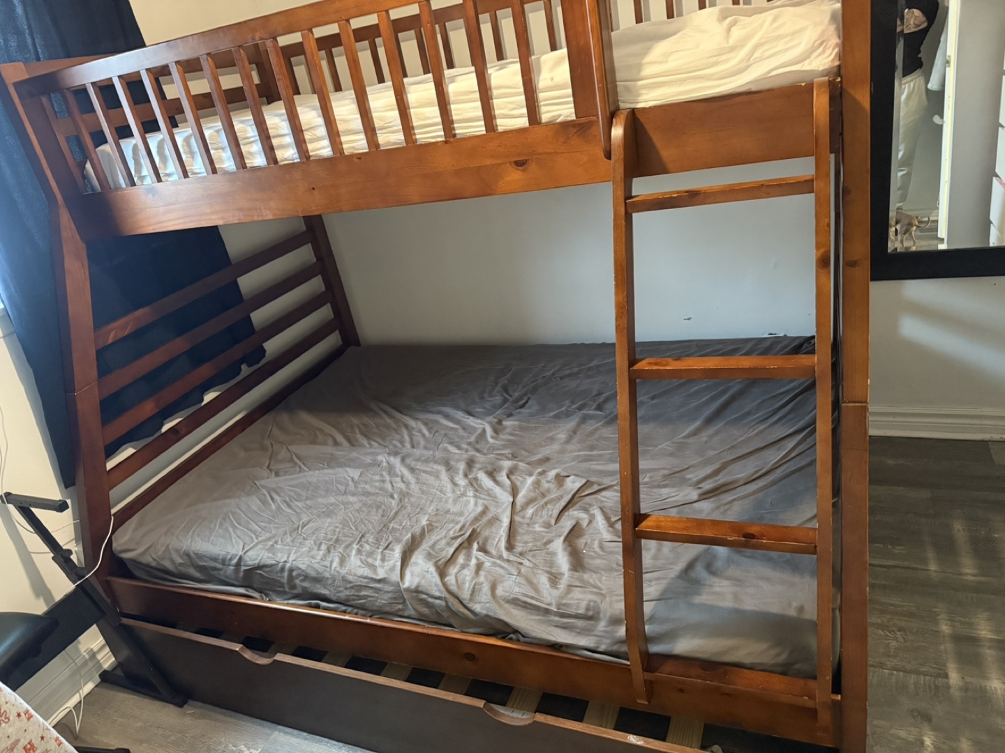 Brown Wooden Bunk Bed with Storage - photo 2