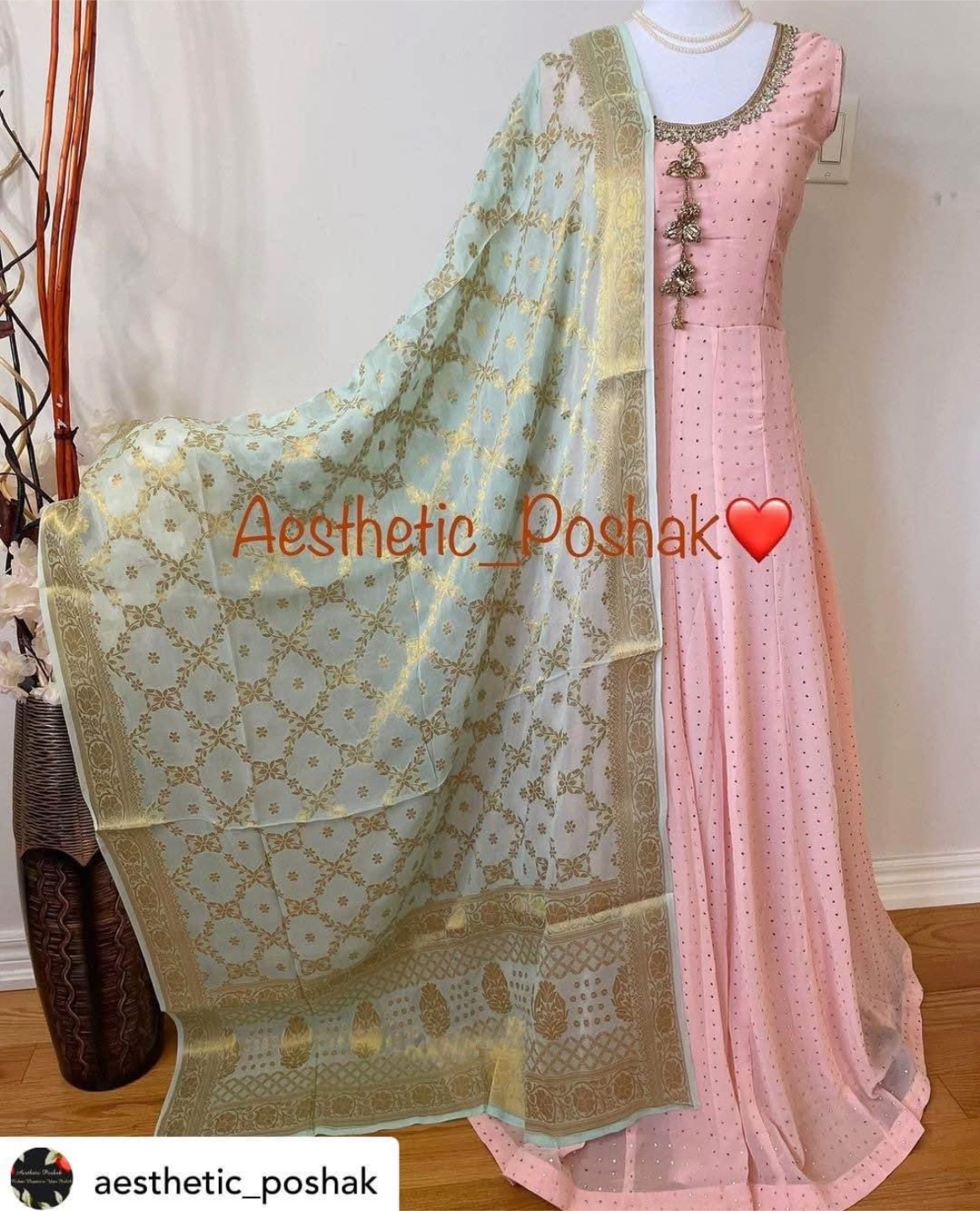 Peach Anarkali Suit with Dupatta