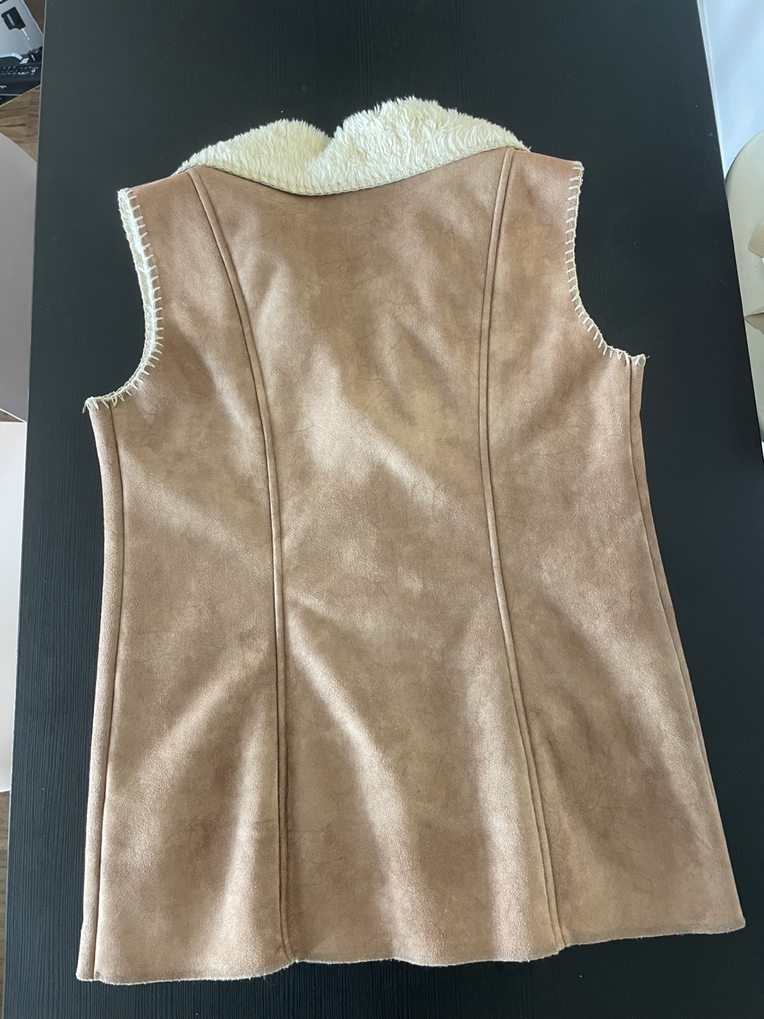 Brown Suede Vest with Sherpa Collar - photo 2