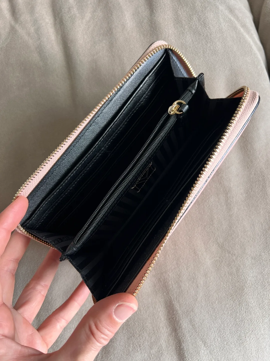 Pink Victoria’s Secret quilted zip-around wallet image indicator(3)