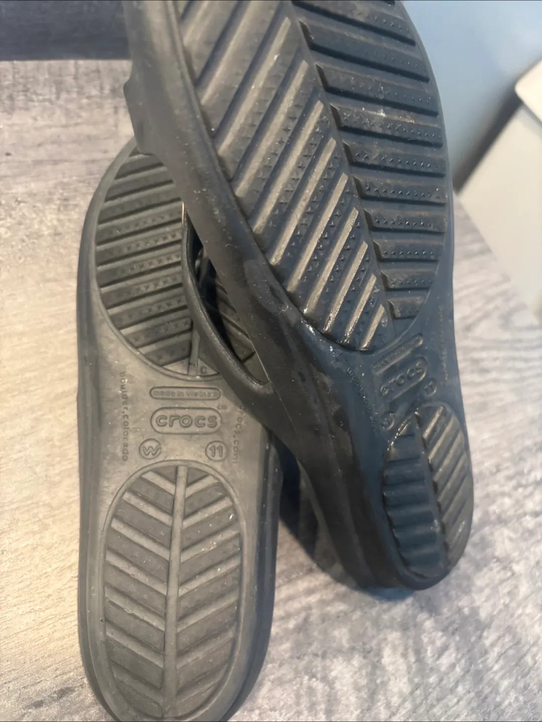 Crocs Black and Grey Wedge Sandals with Gold Detail image indicator(8)