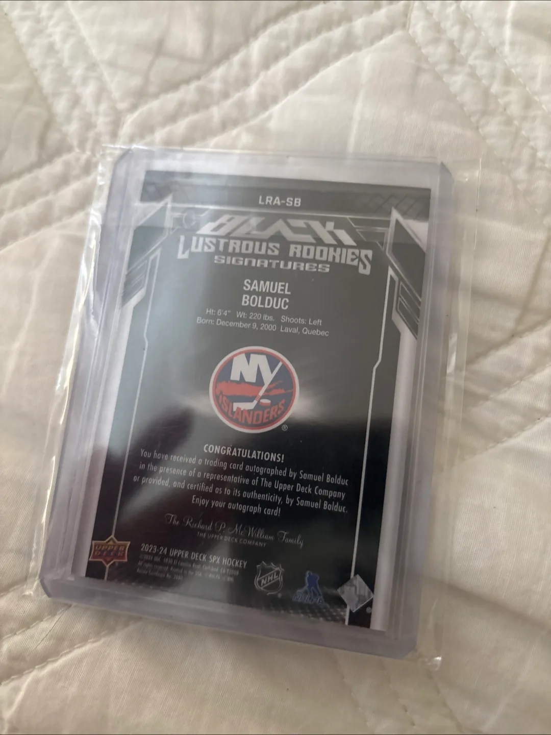 Samuel Bolduc Autographed Hockey Card - 2023-24 Upper Deck SPX image indicator(2)