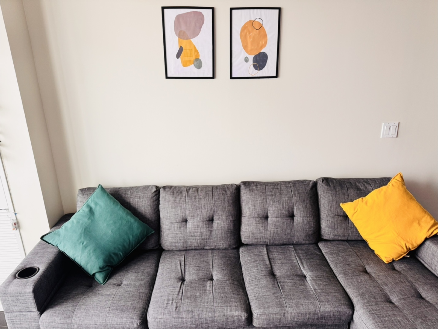 Gray Sectional Sofa with Cup Holders - photo 3