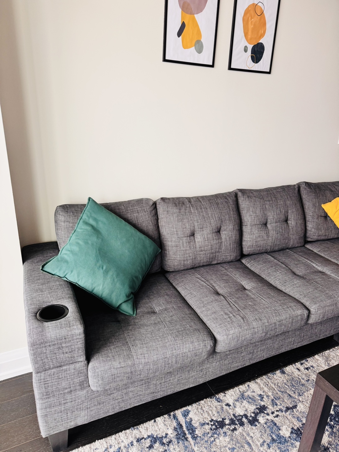 Gray Sectional Sofa with Cup Holders - photo 4