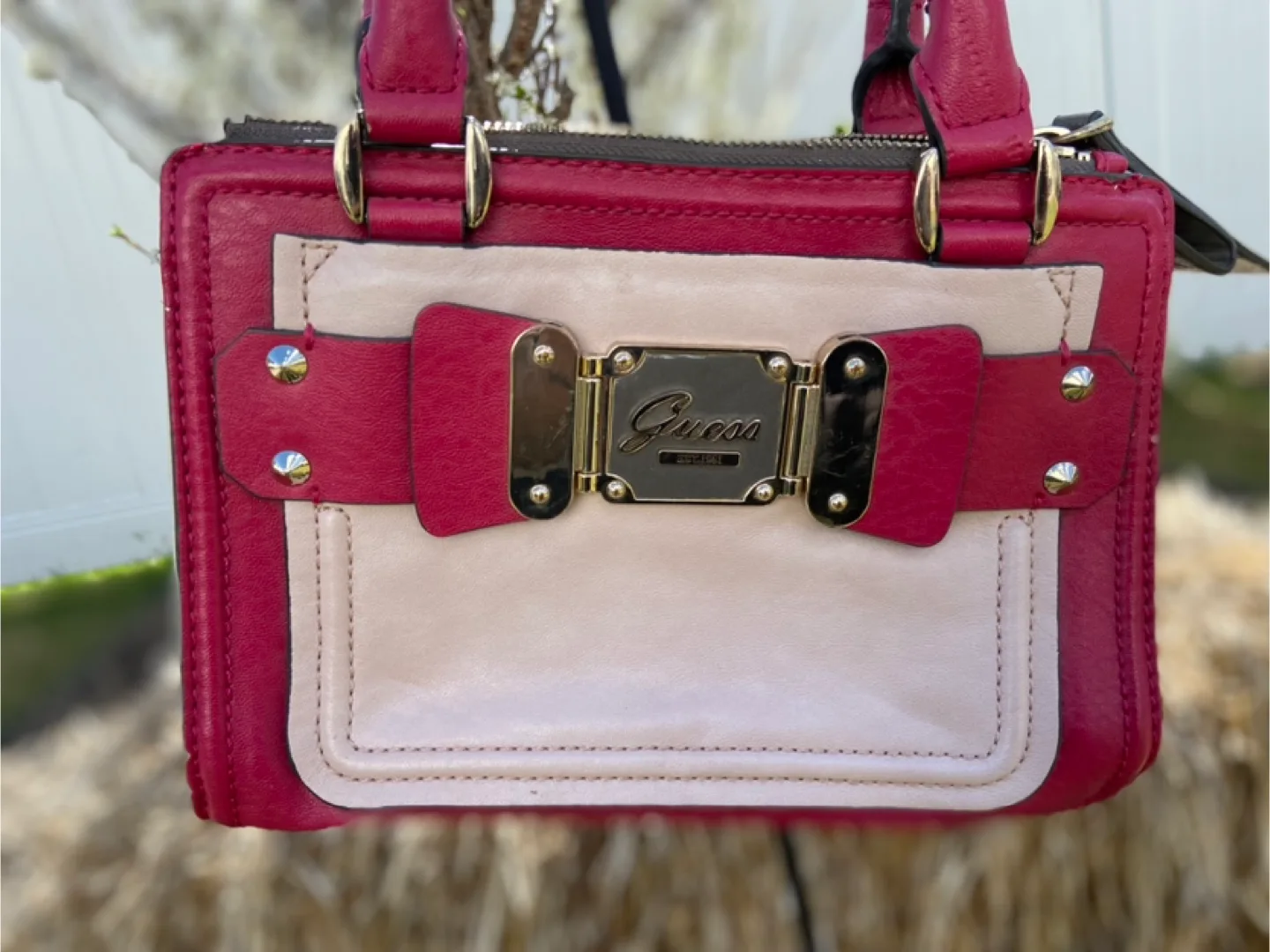 Guess Pink and Red Handbag thumbnail