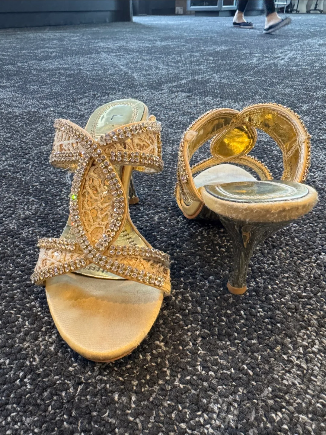 Gold embellished high heels thumbnail