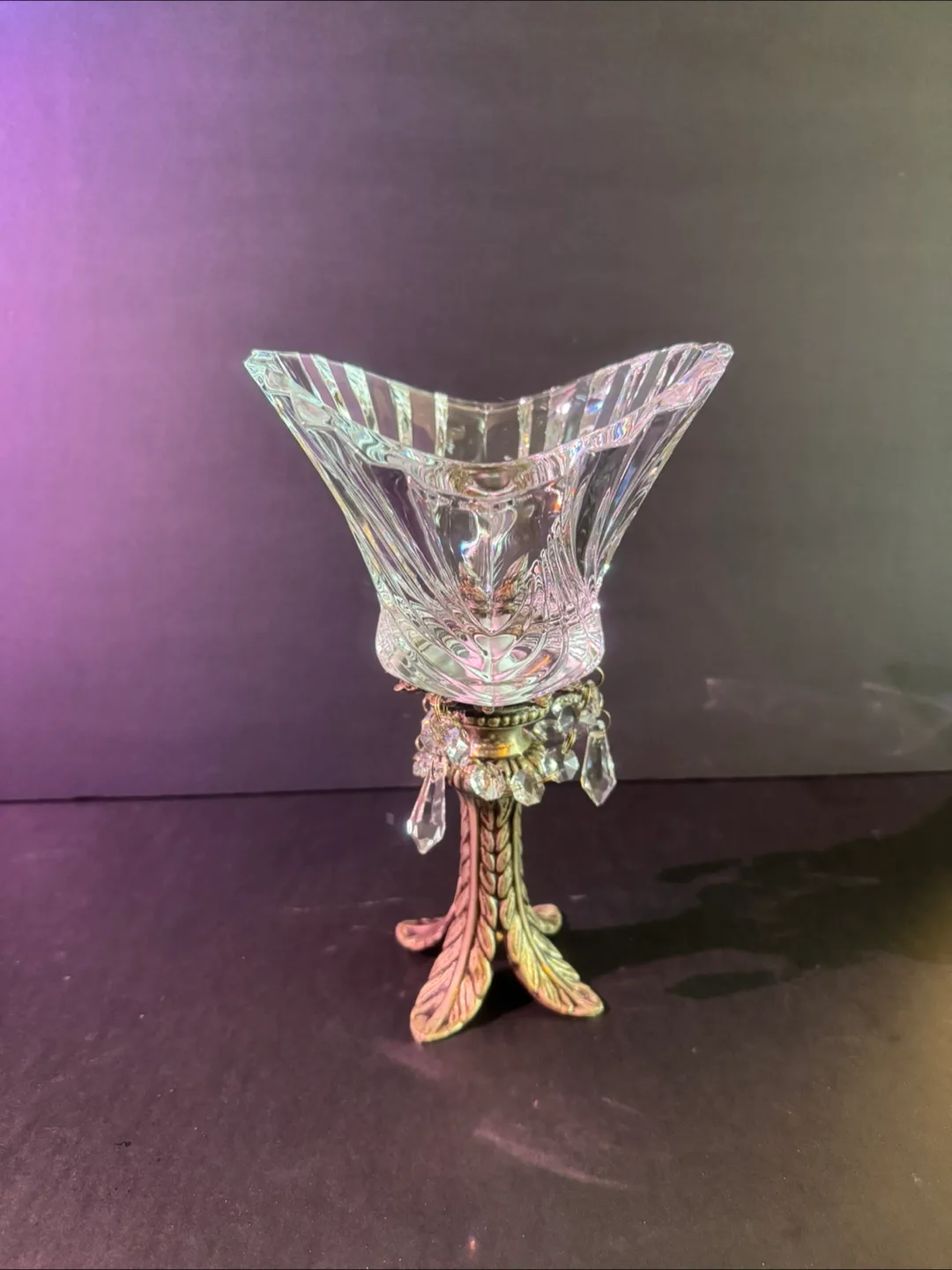 Crystal Vase with Brass Base image indicator(2)