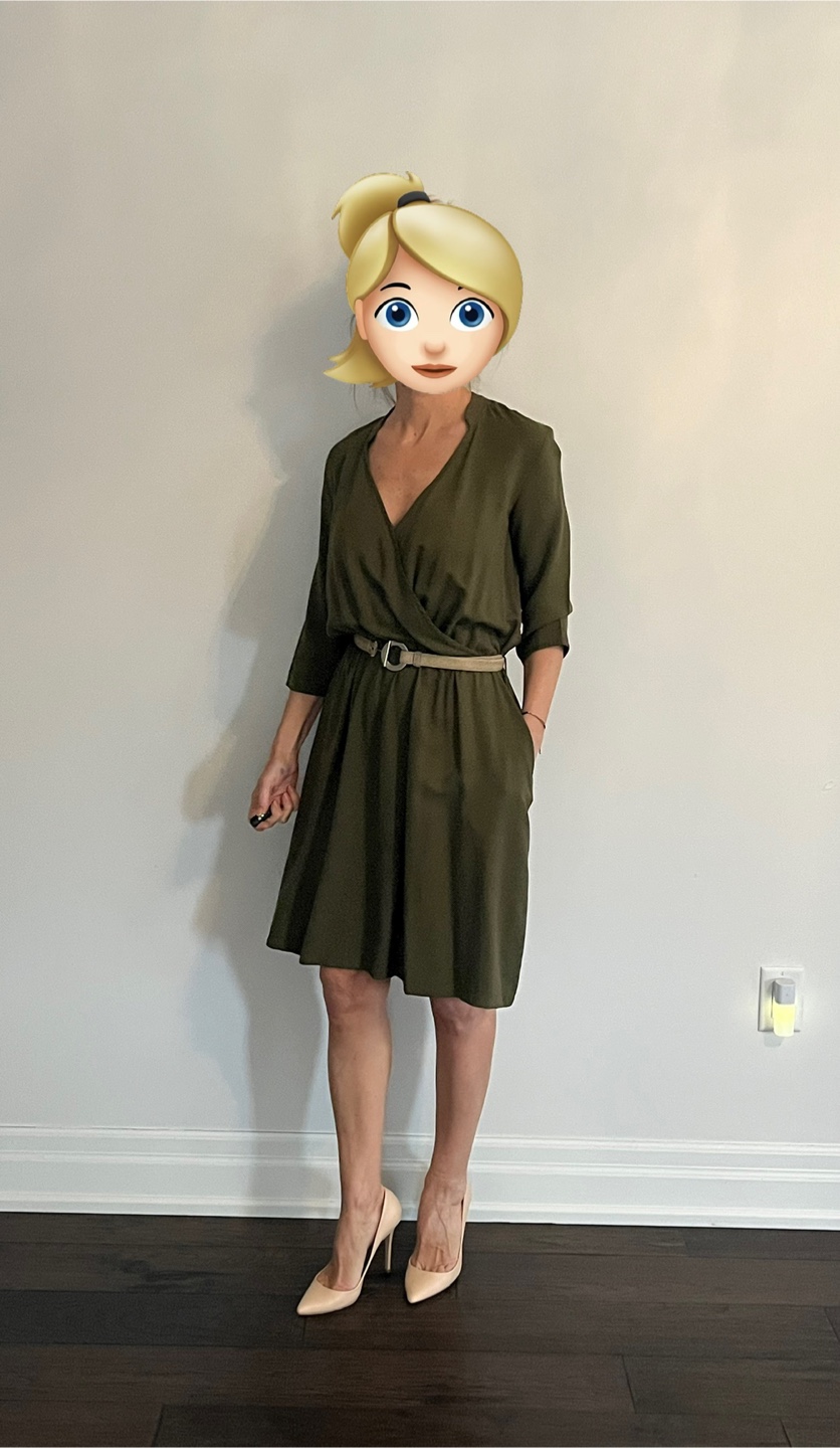Olive Green Belted Dress