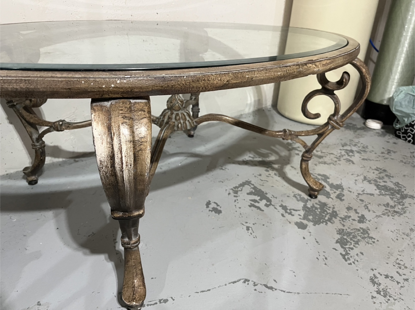 Ornate Oval Glass Top metal Coffee Table - photo 3