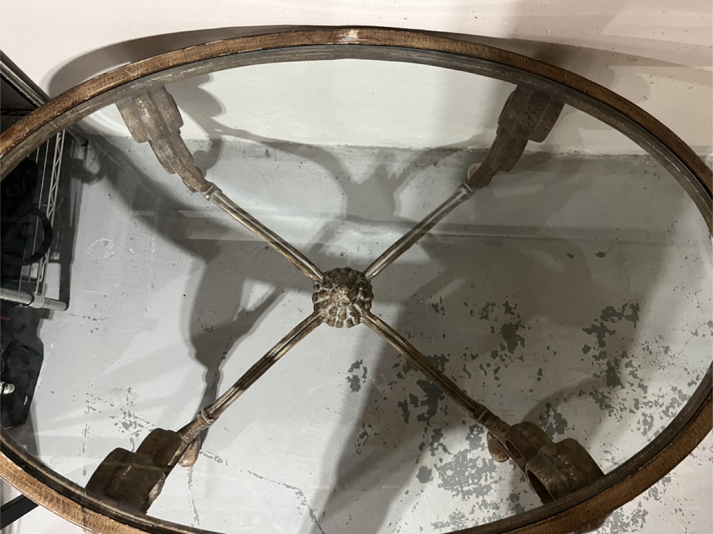Ornate Oval Glass Top metal Coffee Table - photo 4