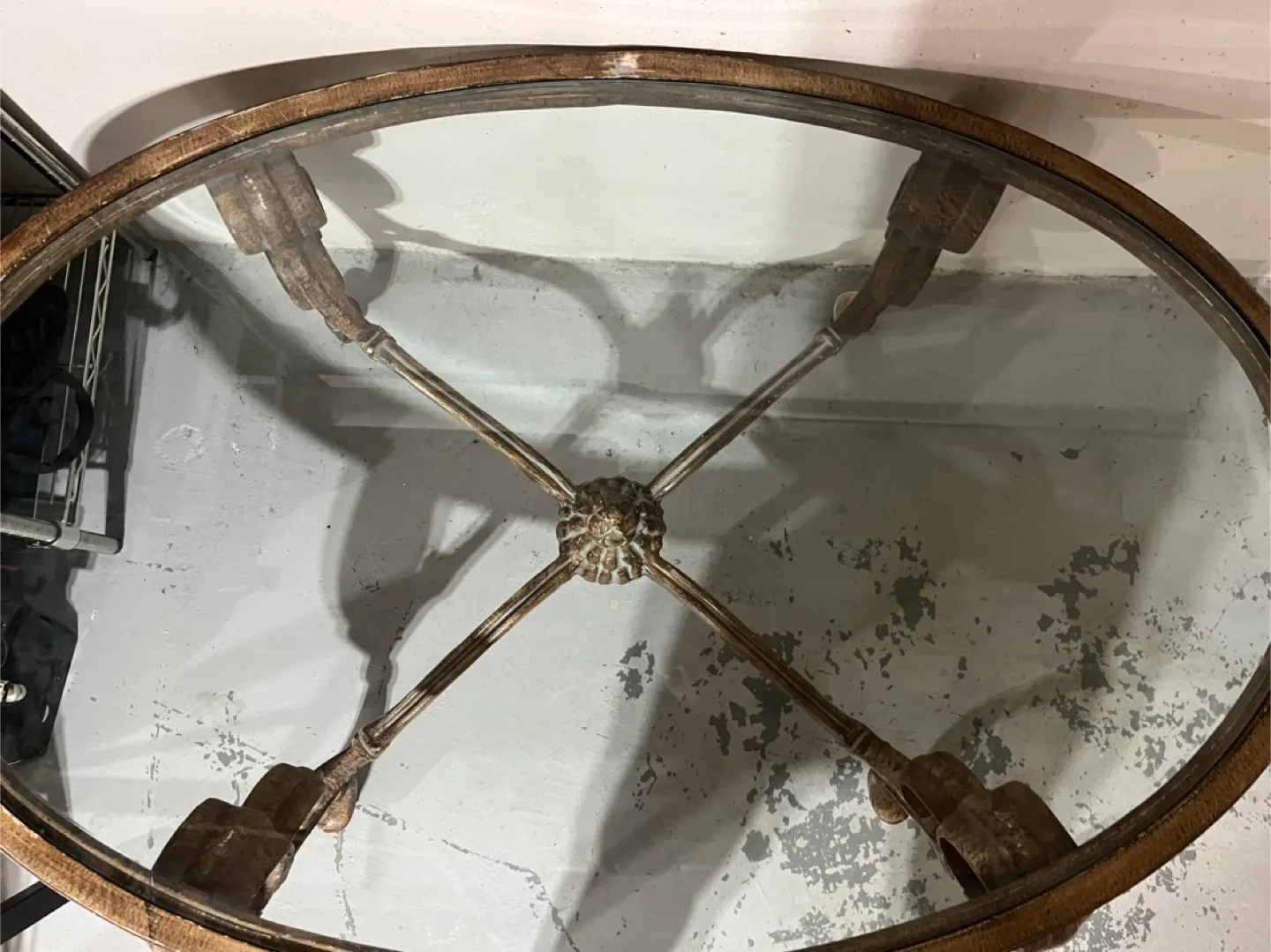 Ornate Oval Glass Top metal Coffee Table image indicator(4)